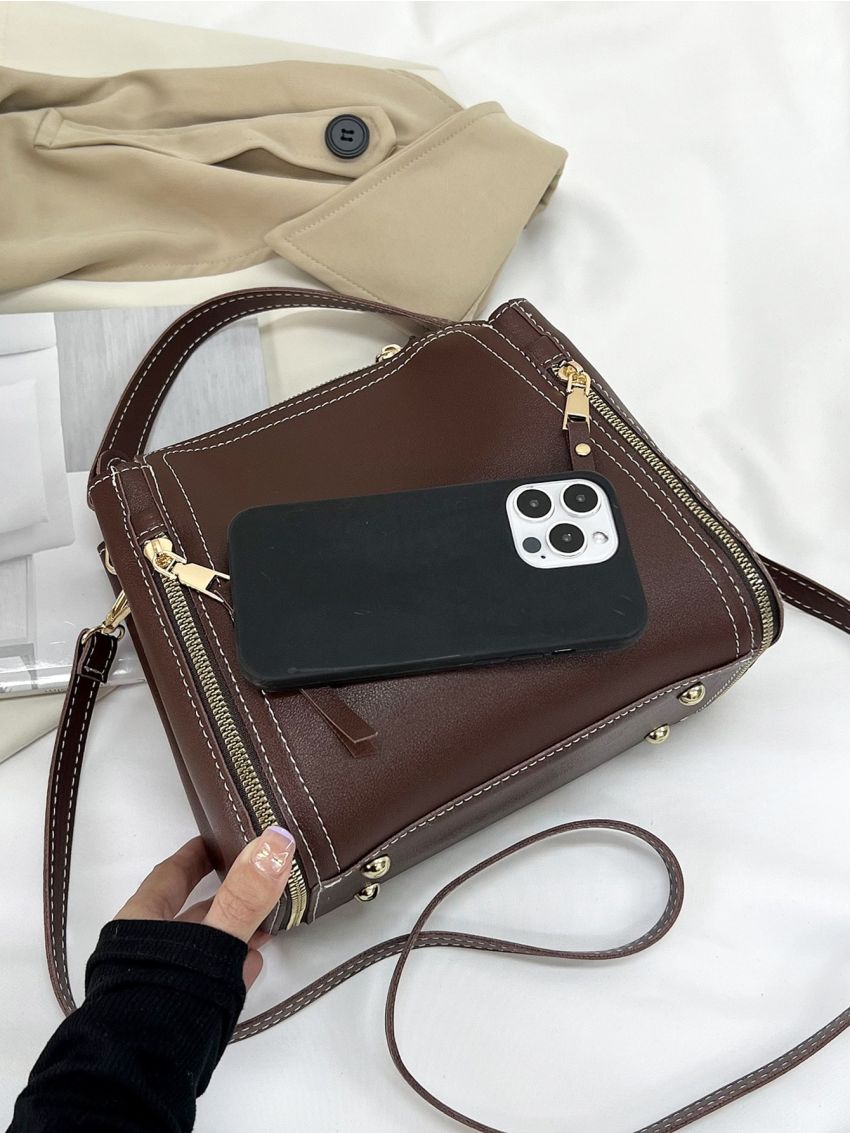 Minimalist Zip Front Square Bag