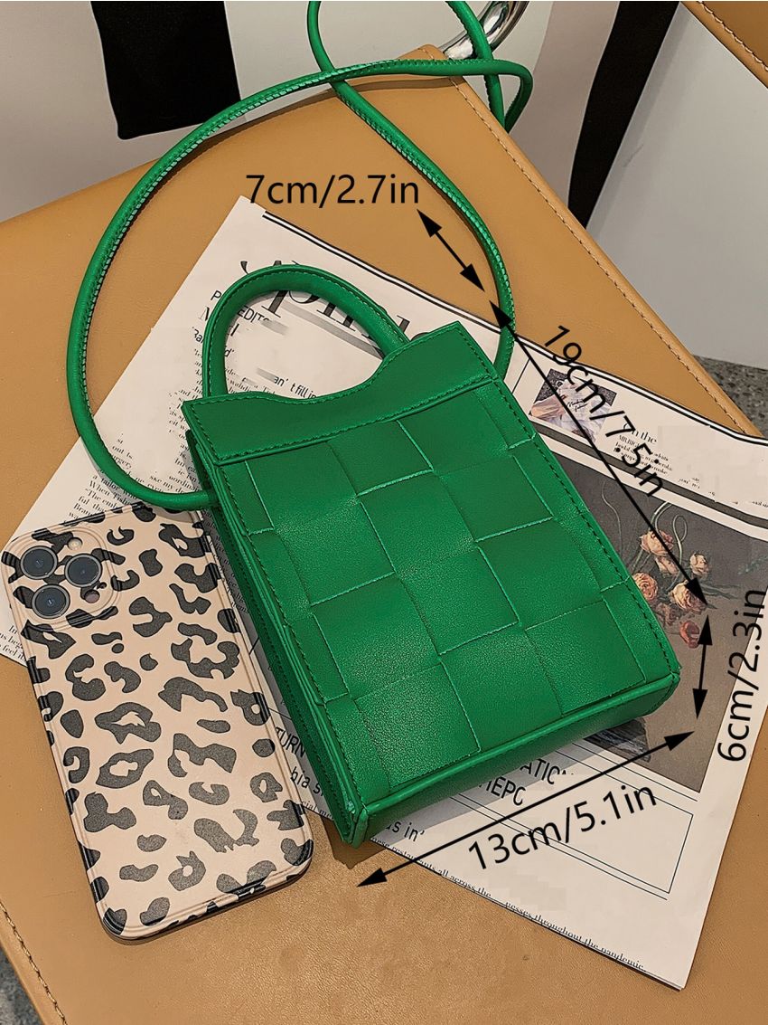 Mini Square Bag Braided Design Green