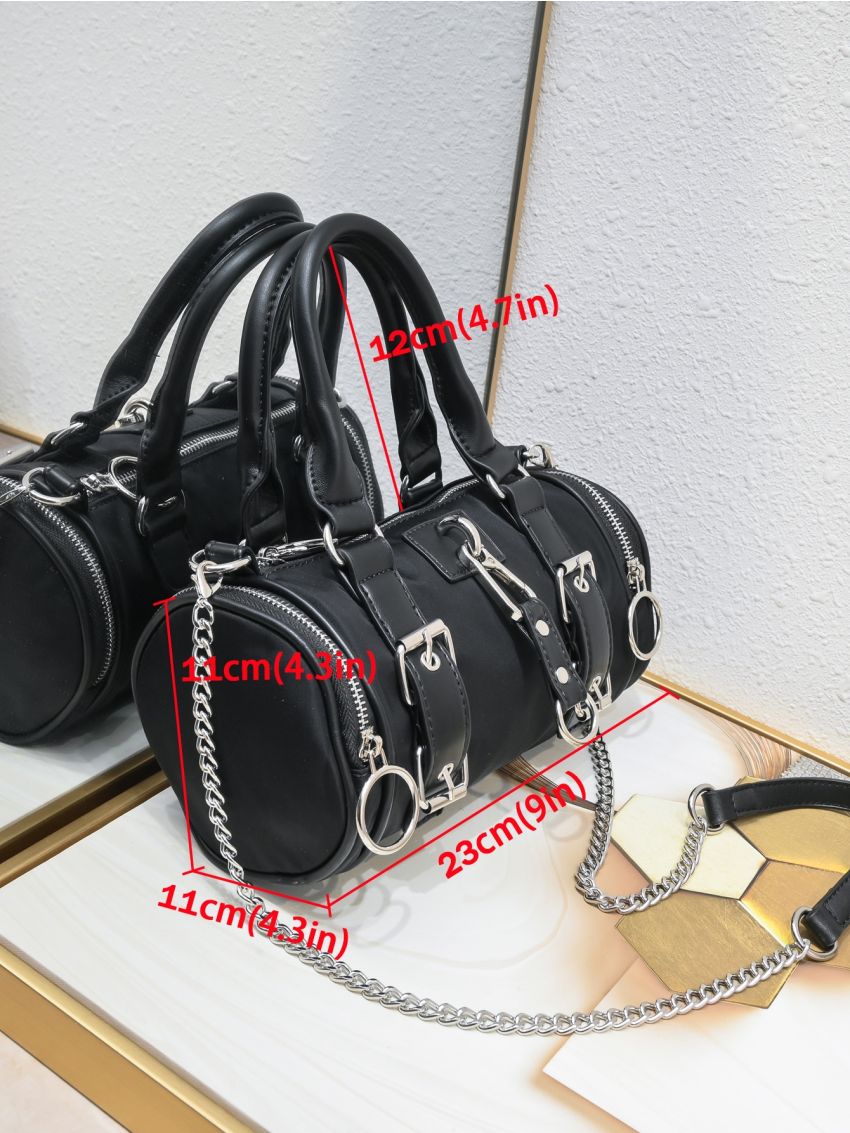 Small Boston Bag Buckle Decor Punk