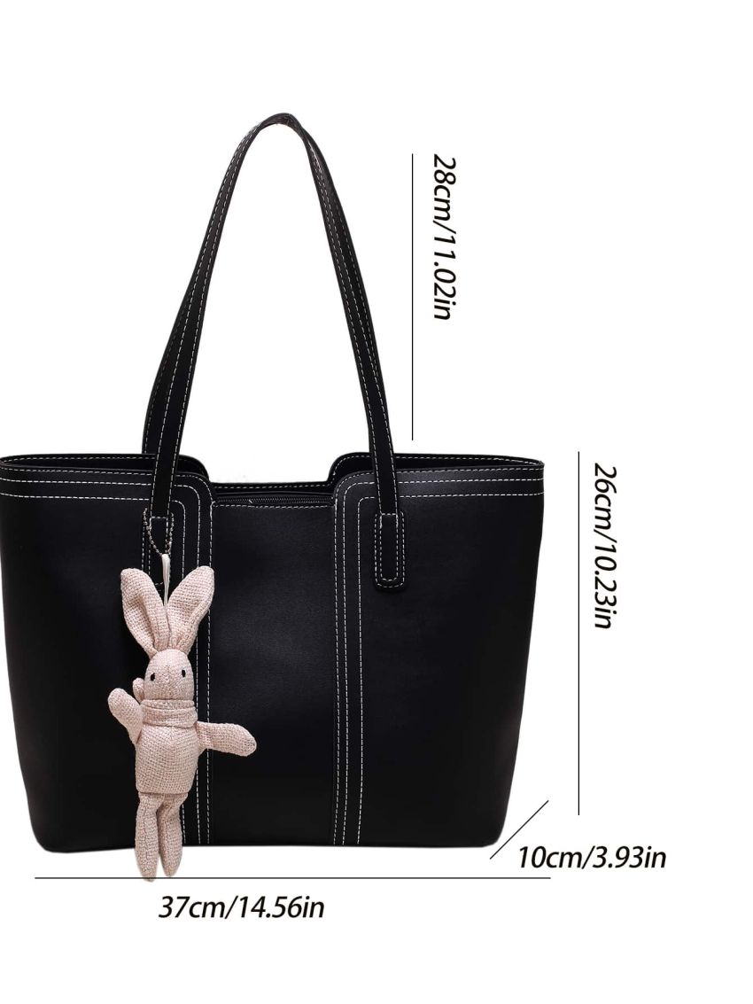 Medium Tote Bag Double Handle Cartoon Rabbit Decor