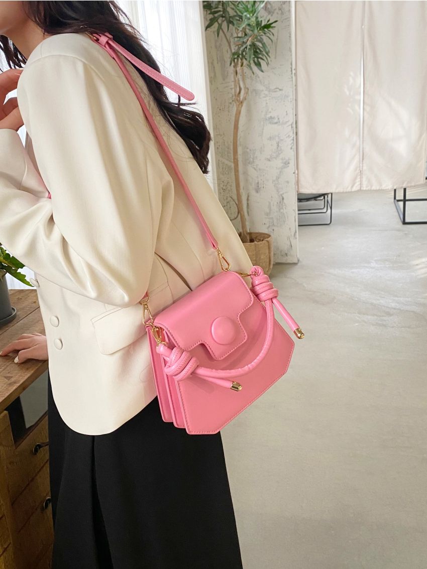 Small Flap Novelty Bag Button Decor Minimalist