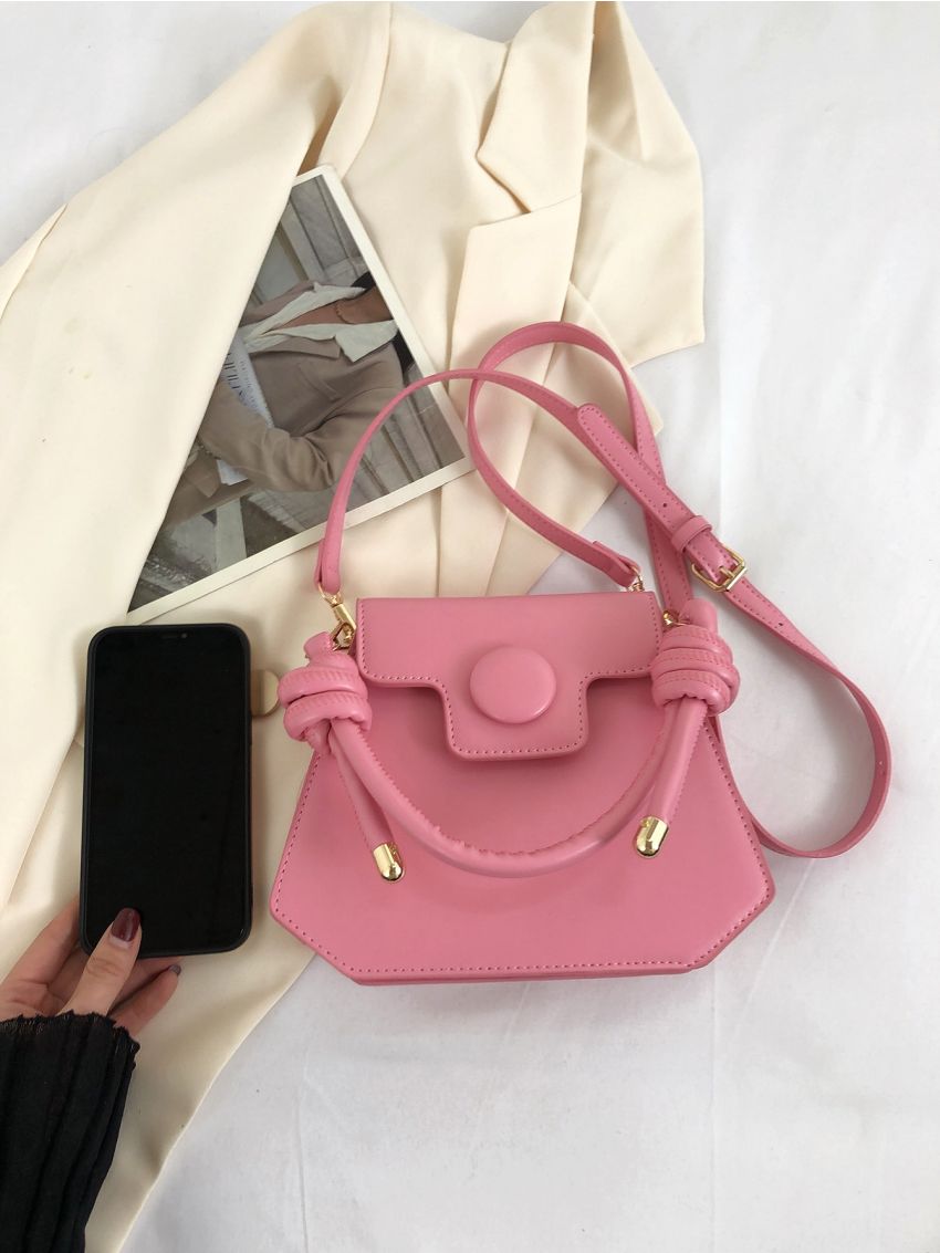 Small Flap Novelty Bag Button Decor Minimalist