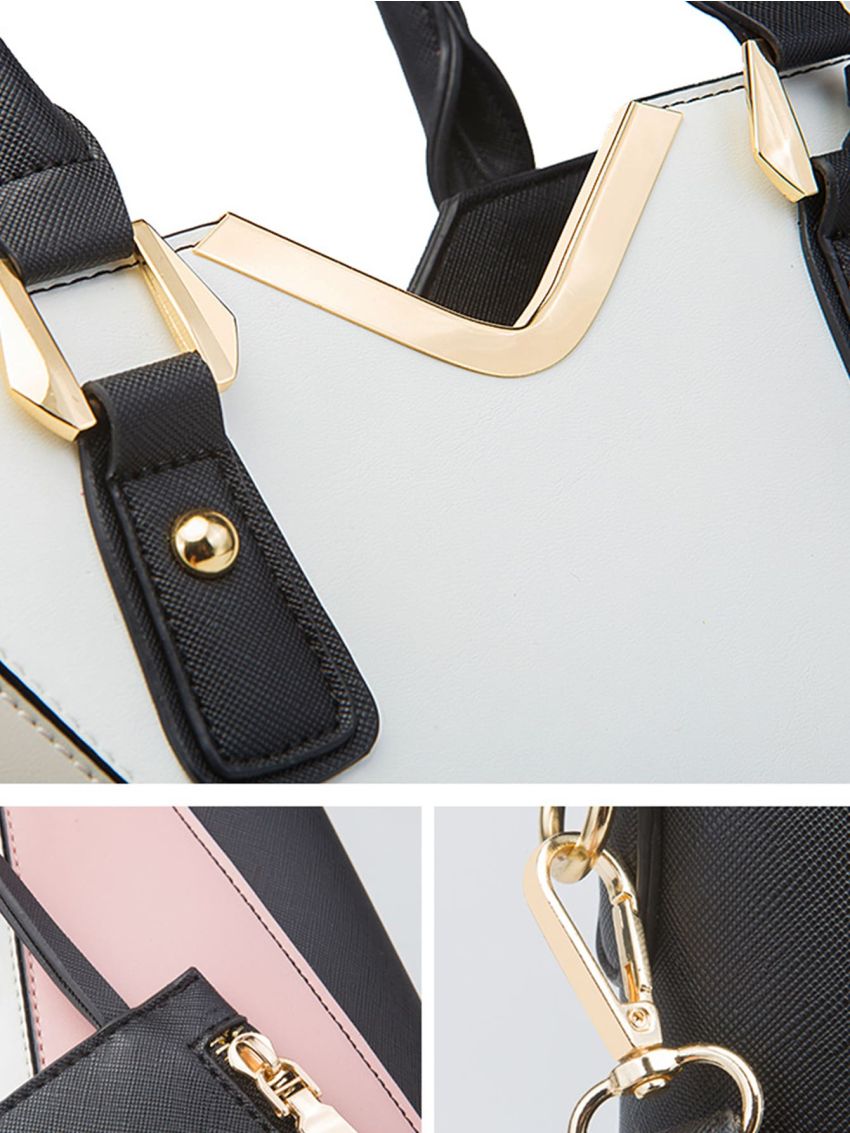 4pcs Bag Set Tote Bag Crossbody Purse Colorblock