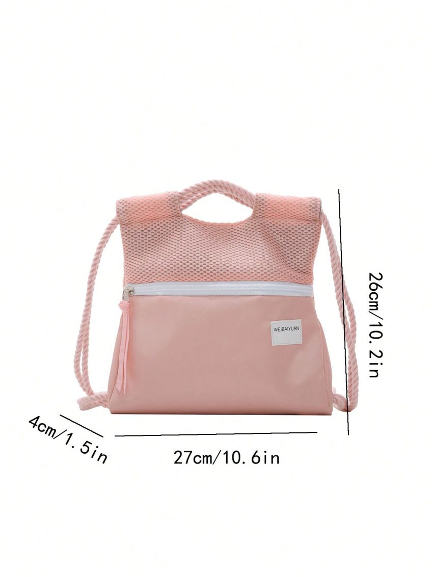 Letter Patch Decor Square Bag Pink Multi-Function