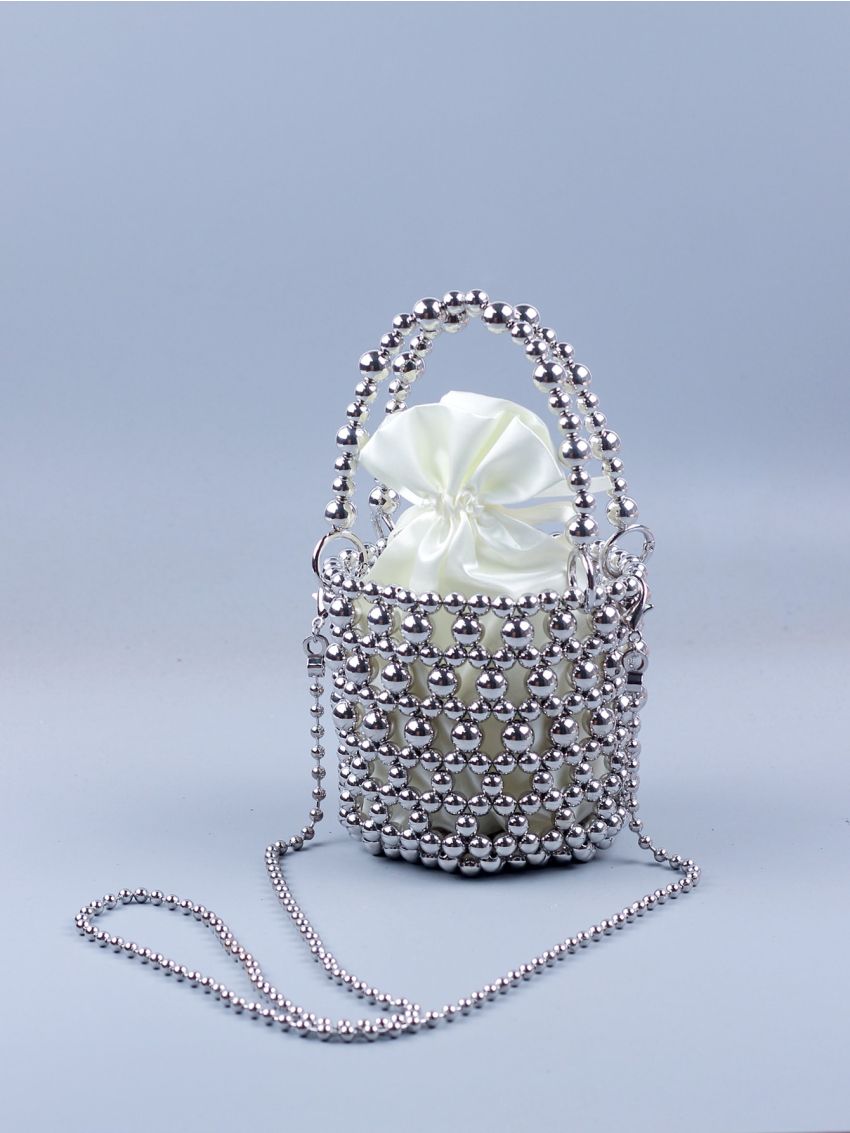 Mini Bucket Bag Drawstring & Beaded Design