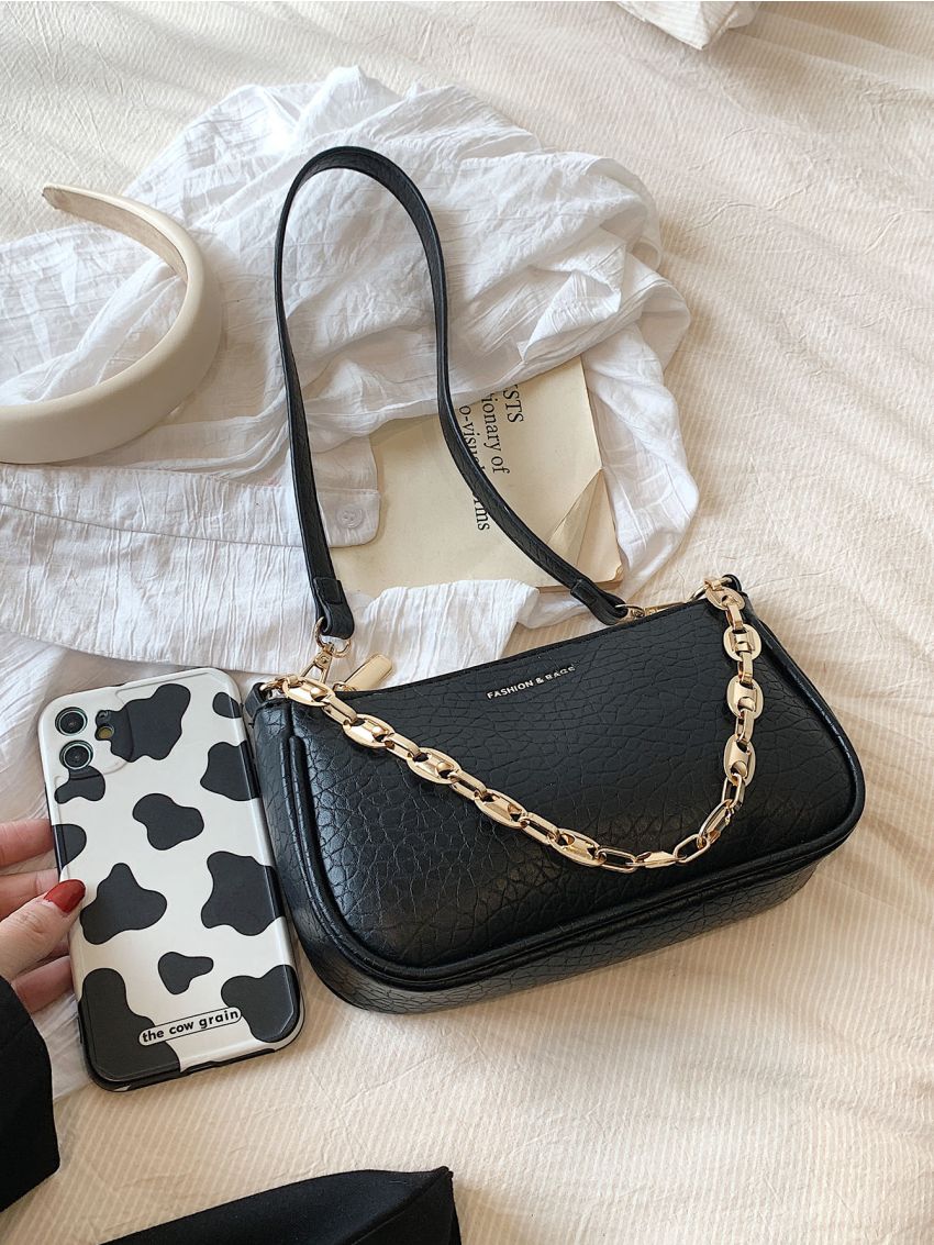 Small Square Bag Geometric Embossed Letter Graphic