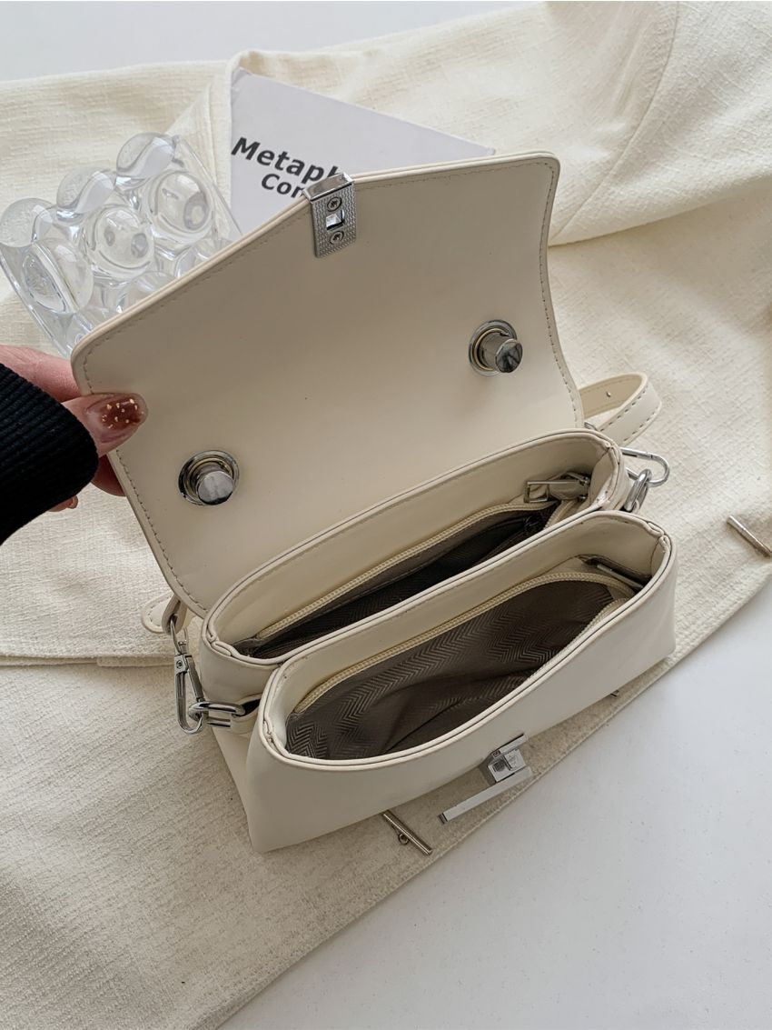 Mini Flap Square Bag Metal Decor Elegant