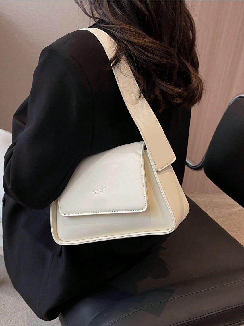 Medium Flap Square Bag Letter Embossed Minimalist