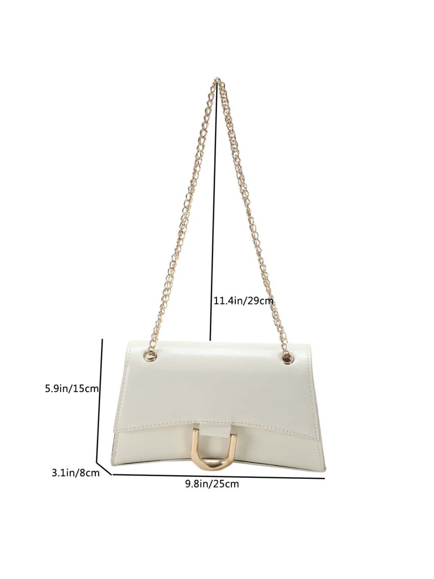 Medium Flap Baguette Bag Metal Decor Elegant