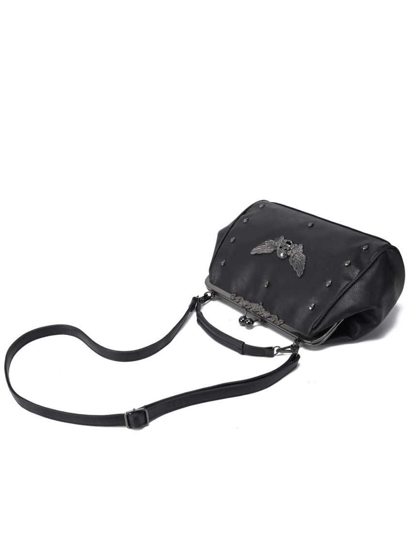 Skull Tote Bag PU Crossbody Bag Studded Decor Boston Shoulder Bag