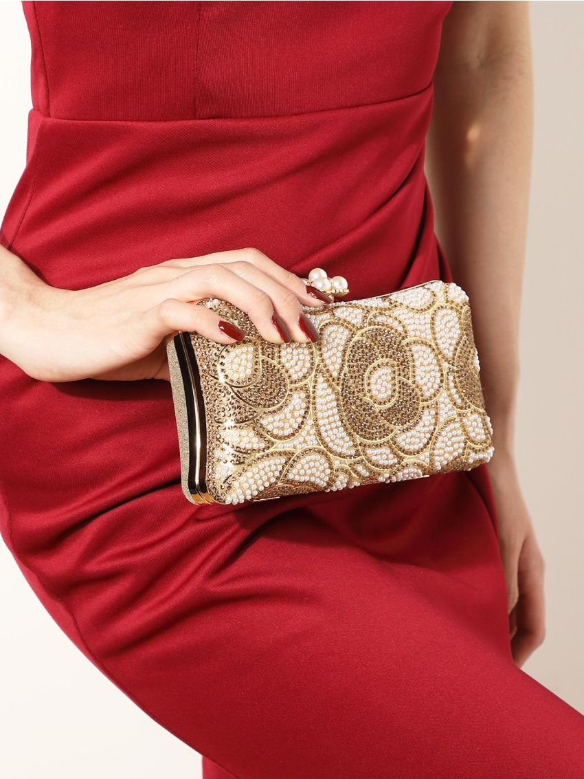 Rhinestone & Faux Pearl Decor Box Bag For Party