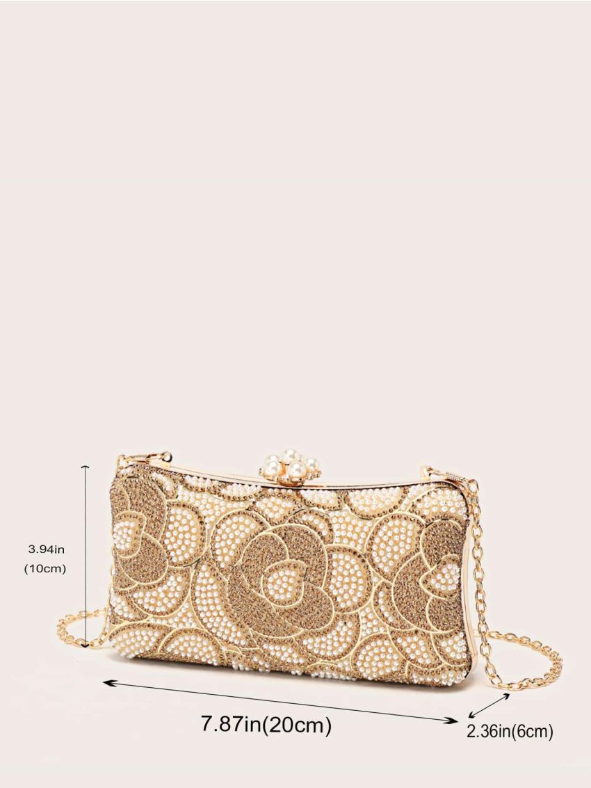 Rhinestone & Faux Pearl Decor Box Bag For Party