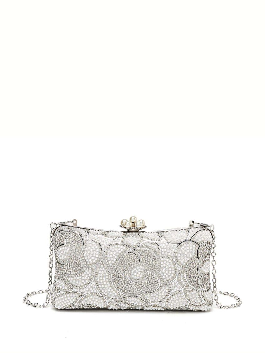 Rhinestone & Faux Pearl Decor Box Bag For Party