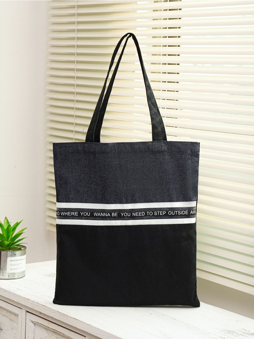 Letter Graphic Shopper Bag Small Black