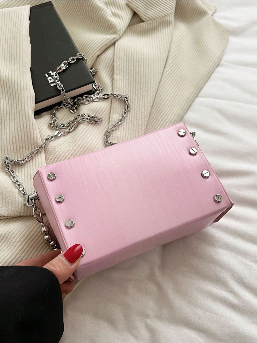 Minimalist Box Bag Mini Flap Beaded Strap