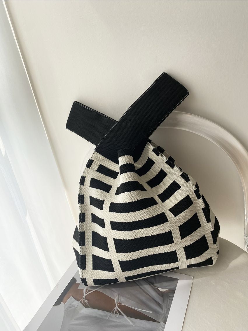 Medium Crochet Bag Double Handle Colorblock