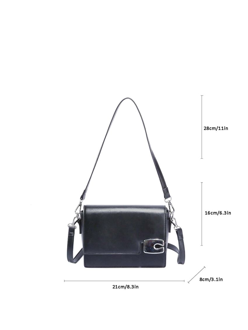 Small Square Bag Solid Black Metal Decor