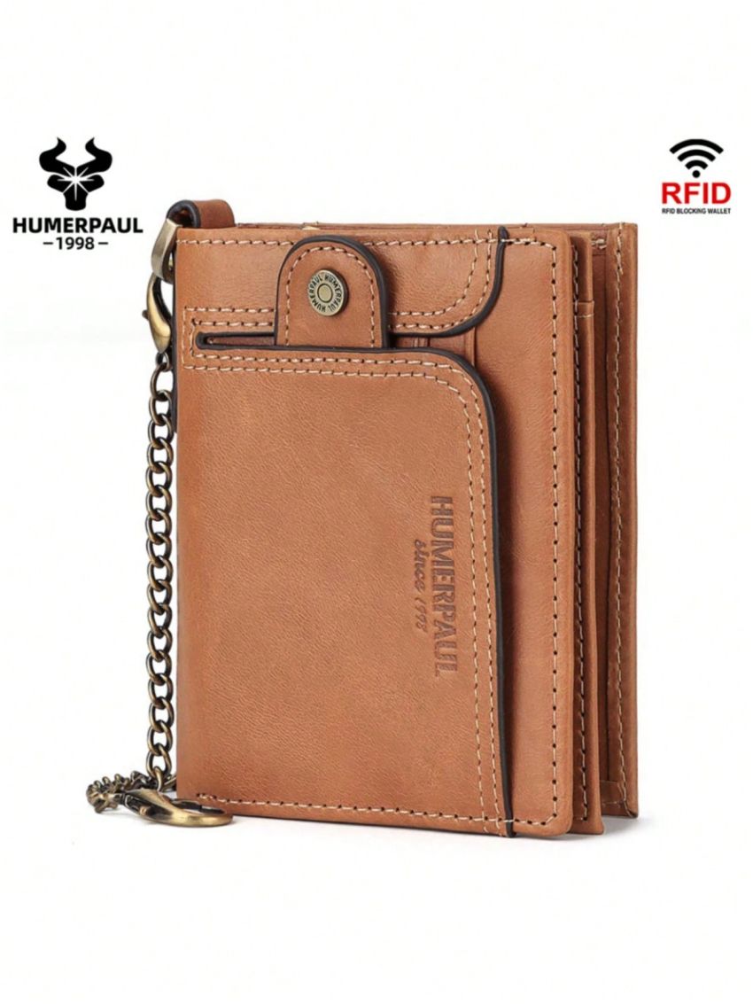 Fashion Men Genuine Leather Wallet Rfid Blocking Business Card Holder Zipper Male Short Coin Purse