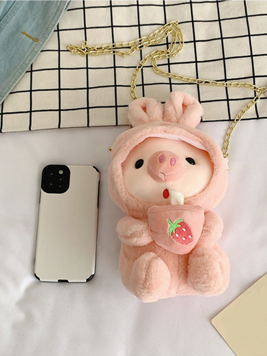 Mini Novelty Bag Cartoon Pig Design Chain Strap