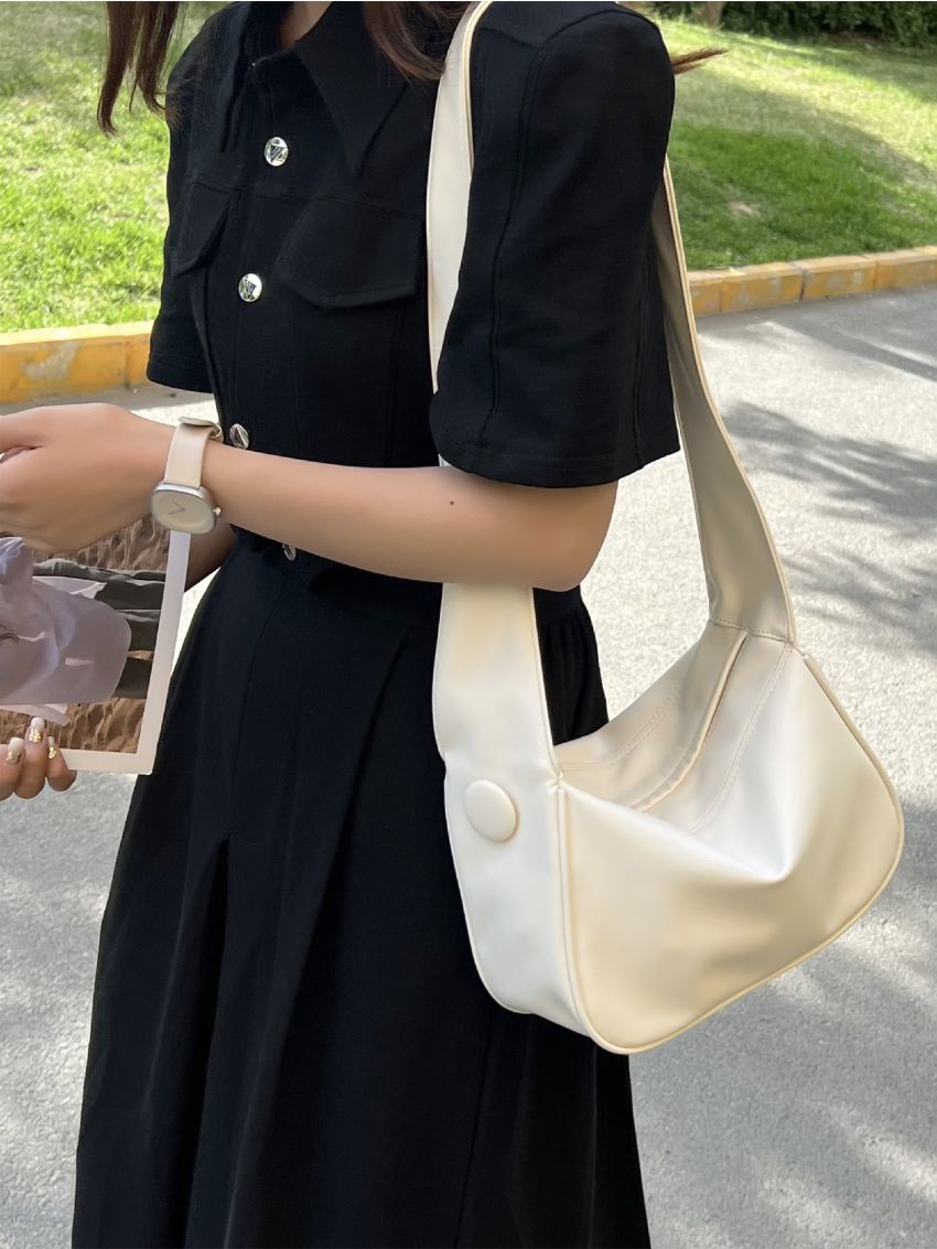 Medium Hobo Bag Solid White Minimalist Style