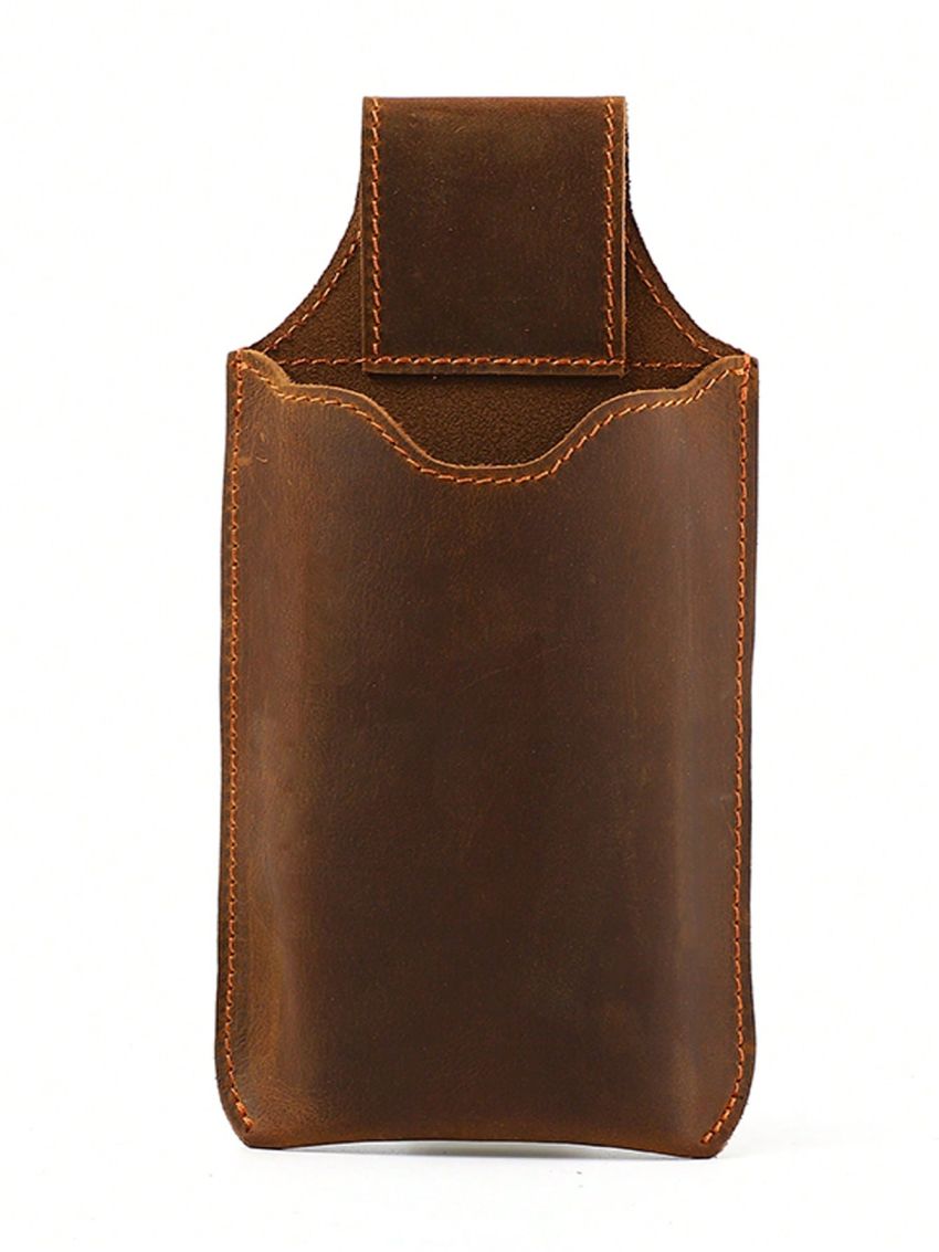 Brown Phone Wallet Genuine Leather Belt Bag For Daily