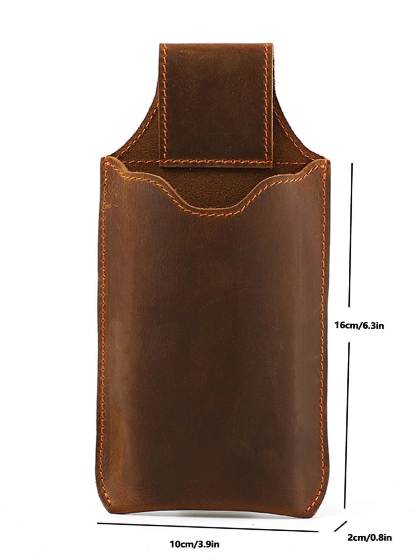 Brown Phone Wallet Genuine Leather Belt Bag For Daily