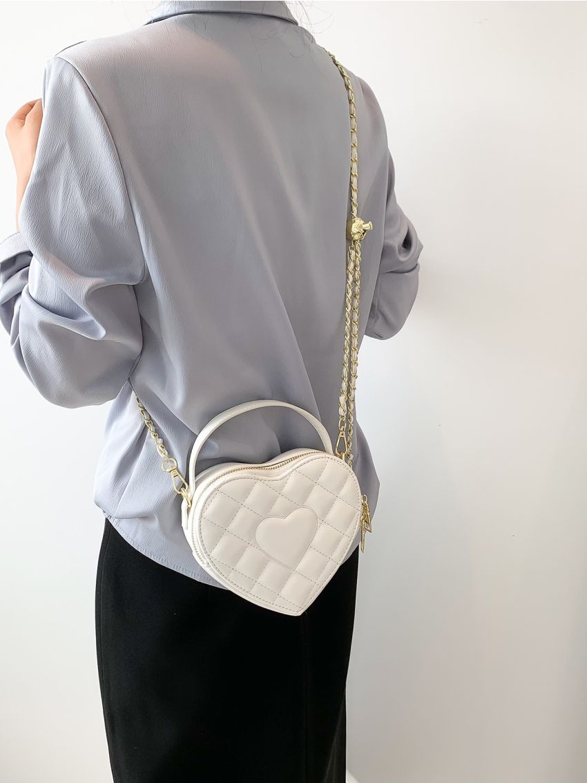Quilted Novelty Bag Mini Top Handle White