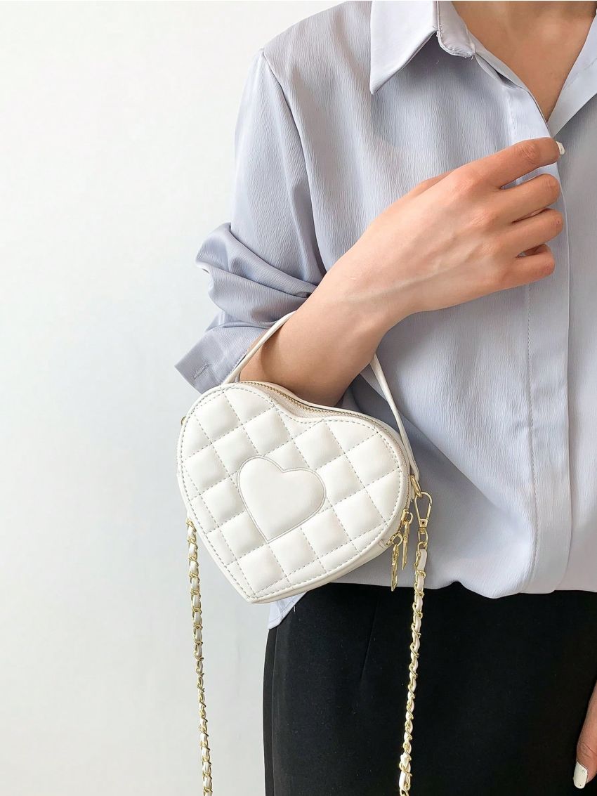 Quilted Novelty Bag Mini Top Handle White