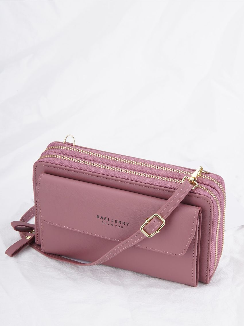 Letter Graphic Phone Wallet PU Purple