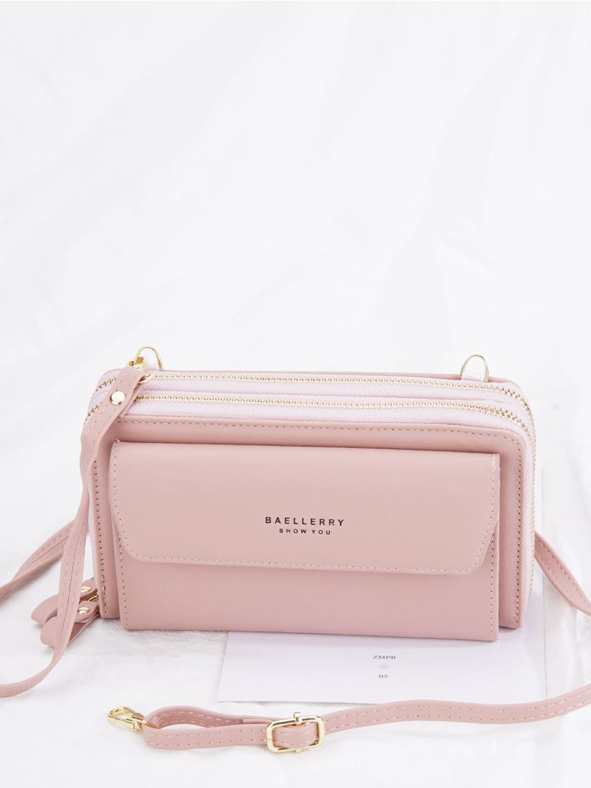 Letter Graphic Phone Wallet PU Purple