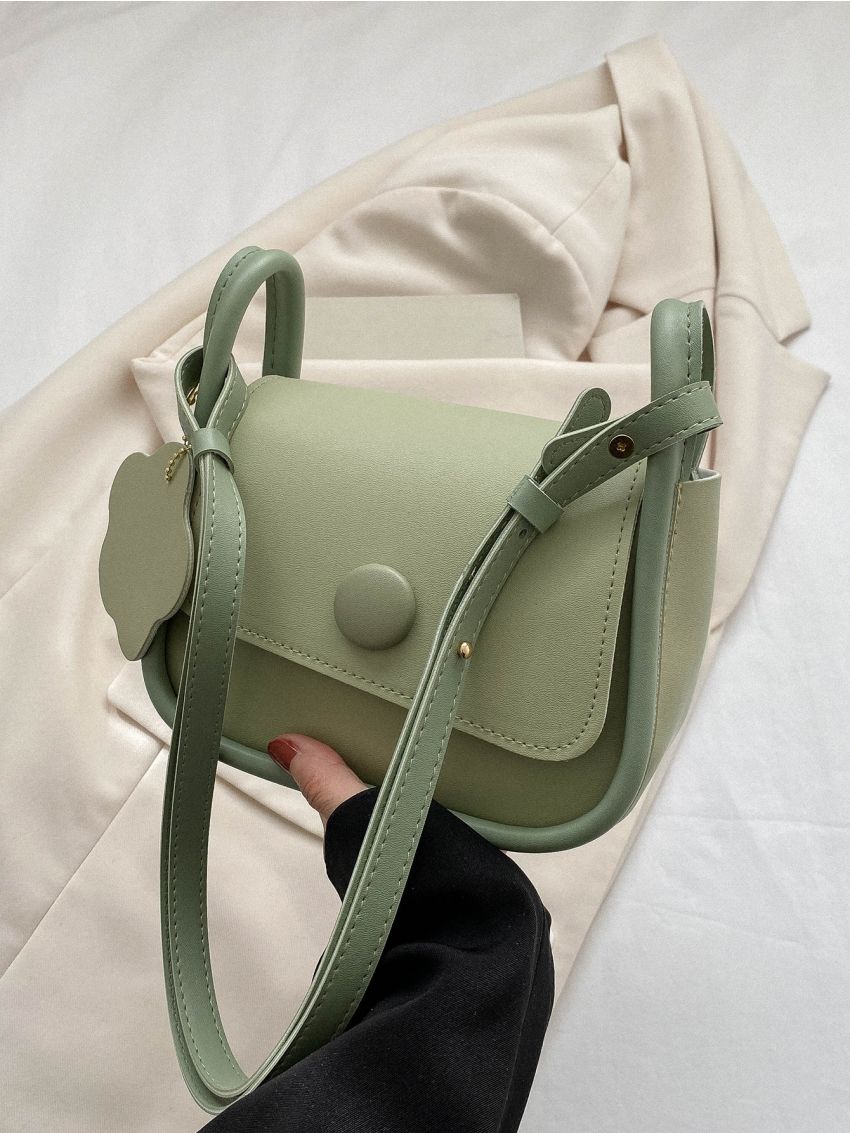 Mini Square Bag Floral Decor Fashionable Flap With Adjustable-strap For Shopping