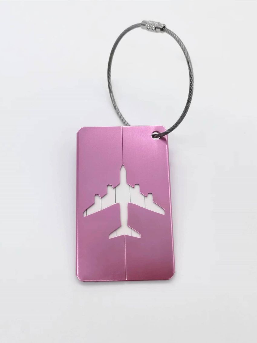 Airplane Pattern Luggage Tag With Lanyard Pink Portable Vacation For Outdoor Travel