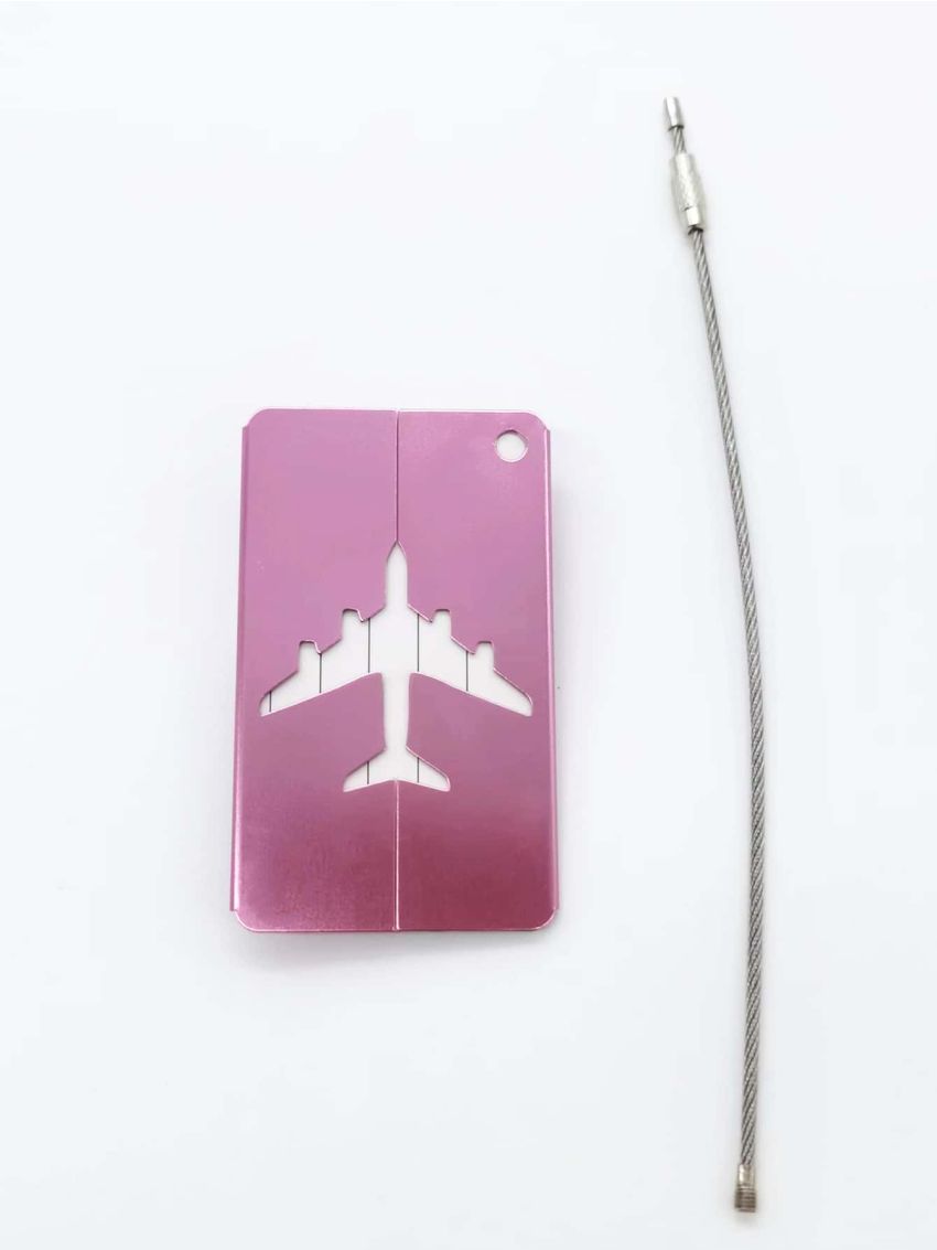 Airplane Pattern Luggage Tag With Lanyard Pink Portable Vacation For Outdoor Travel