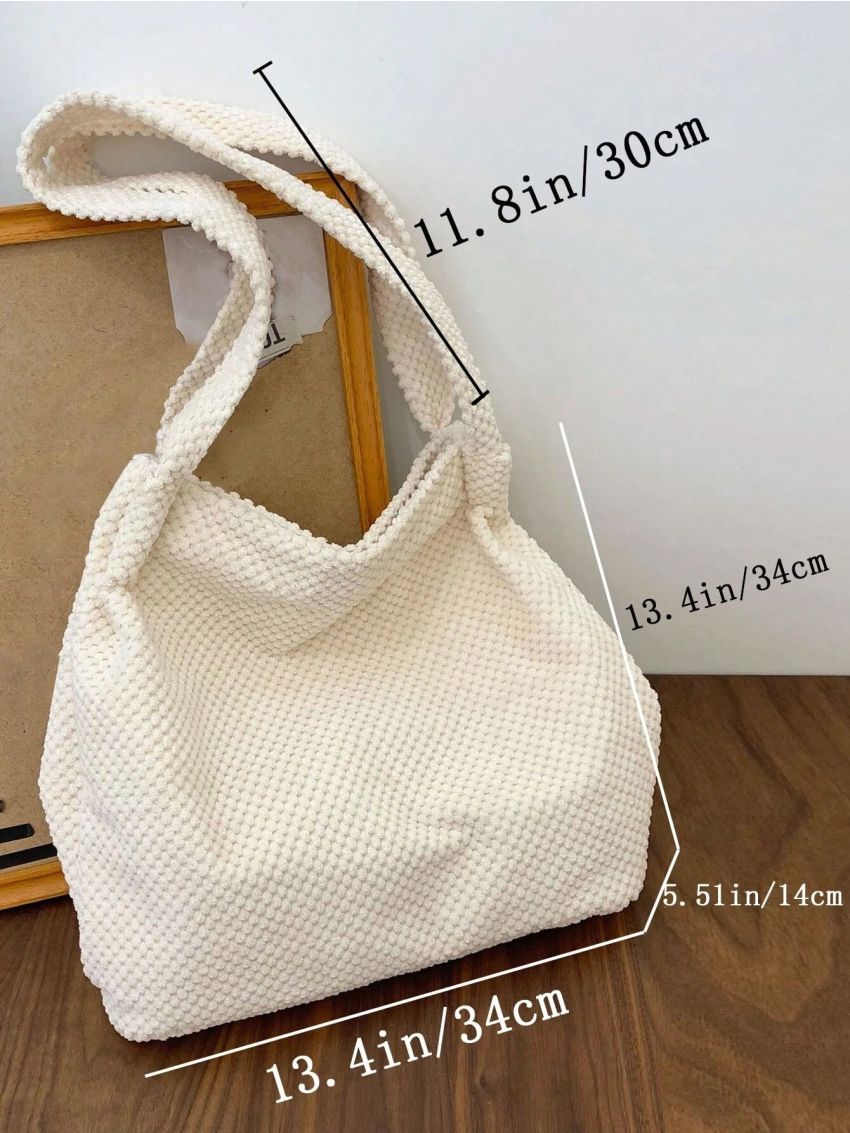 Beige Shopper Bag Fashionable Zipper