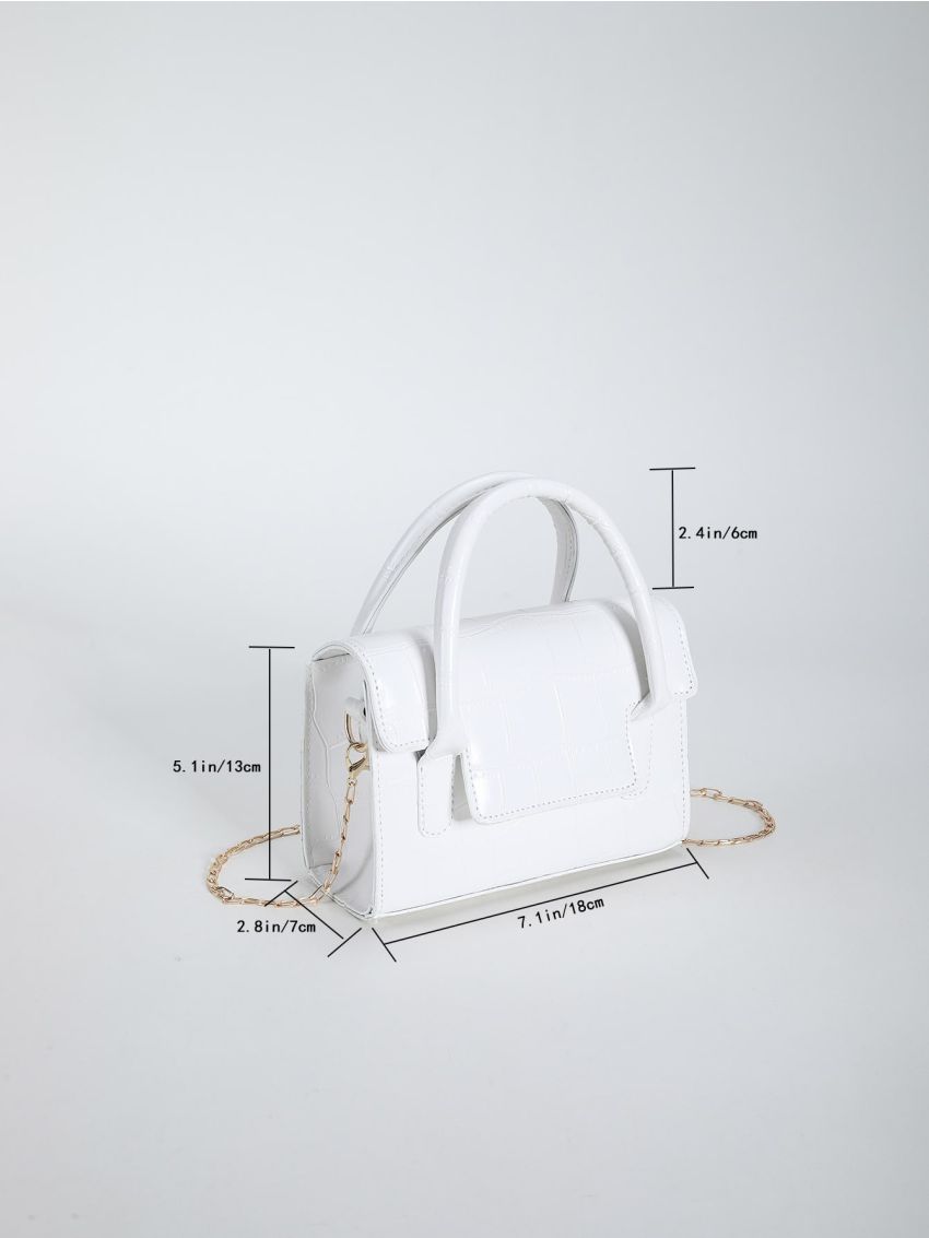 Mini Flap Square Bag Geometric Embossed Minimalist