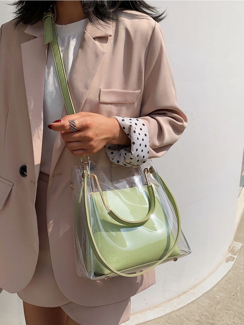 PVC Square Bag With Inner Pouch Clear