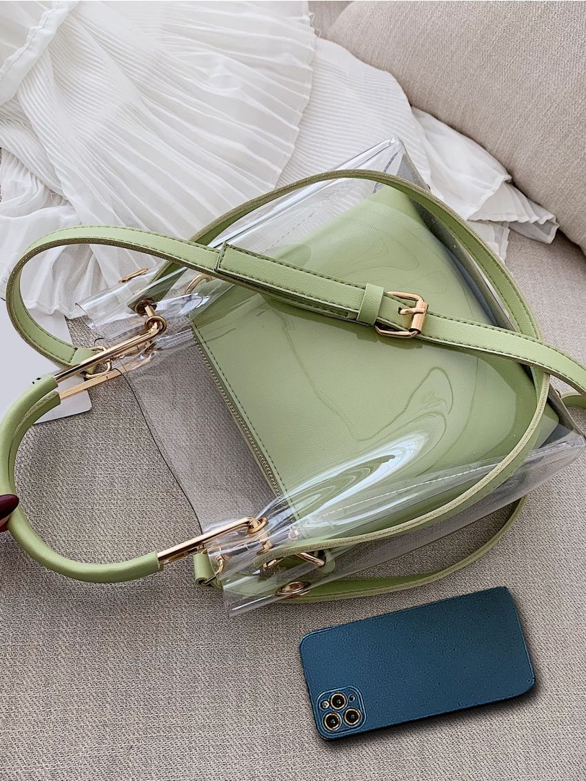 PVC Square Bag With Inner Pouch Clear