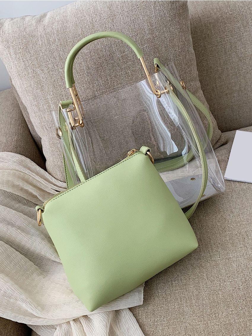 PVC Square Bag With Inner Pouch Clear