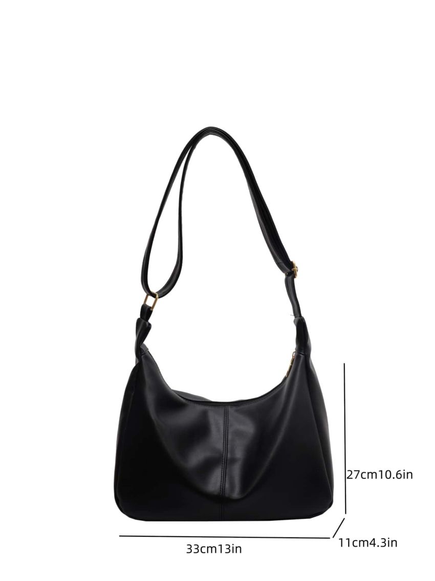 Minimalist Hobo Bag Solid Black