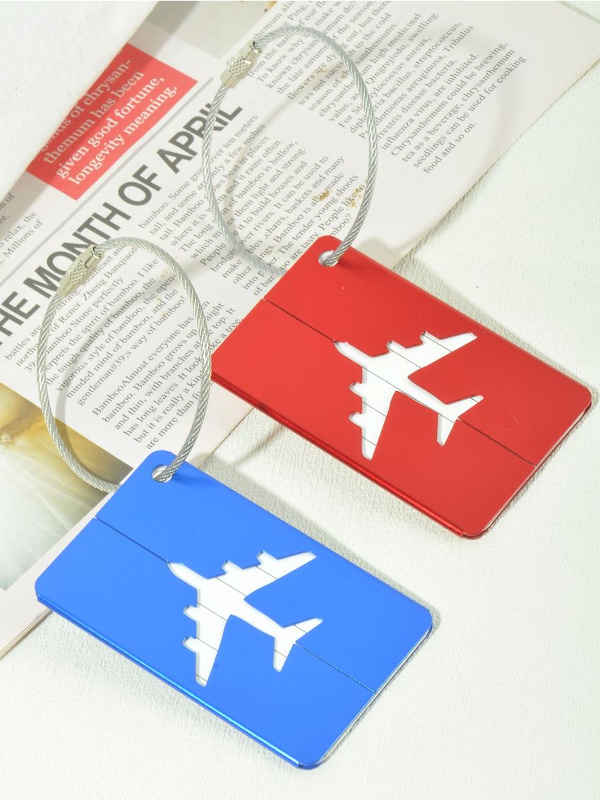 2pcs Luggage Tags Plane Cut Out Design