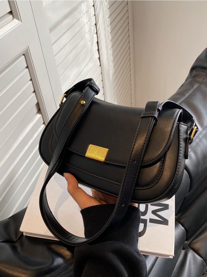 Flap Hobo Bag Metal Decor Elegant