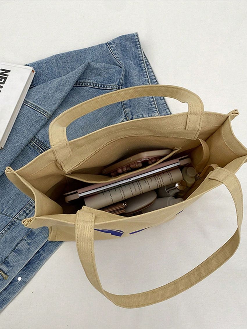 Letter Graphic Shopper Bag Preppy