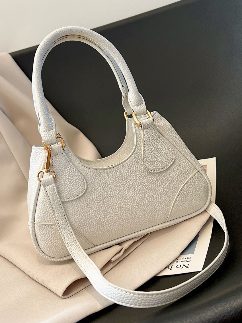 Litchi Embossed Hobo Bag Minimalist