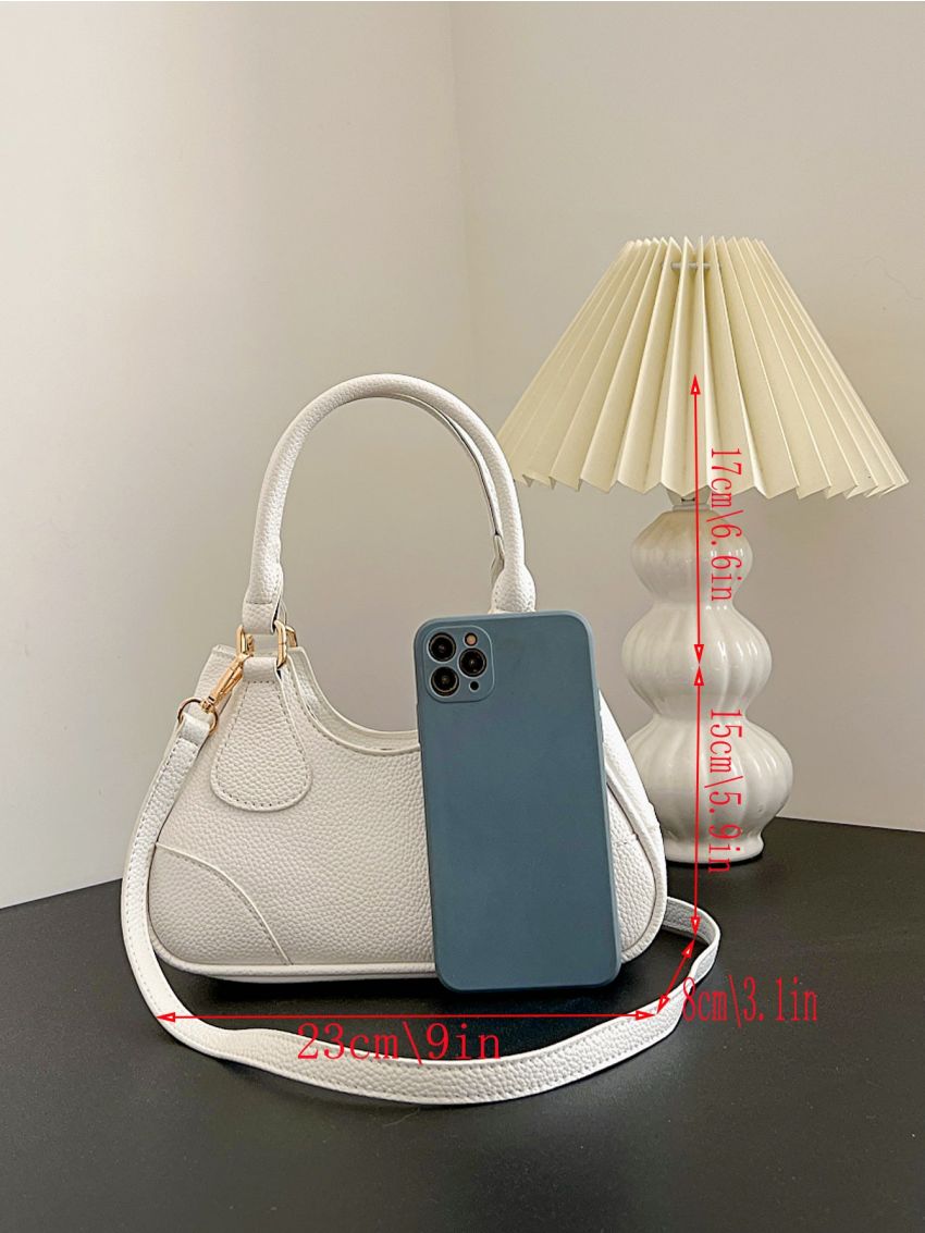 Litchi Embossed Hobo Bag Minimalist