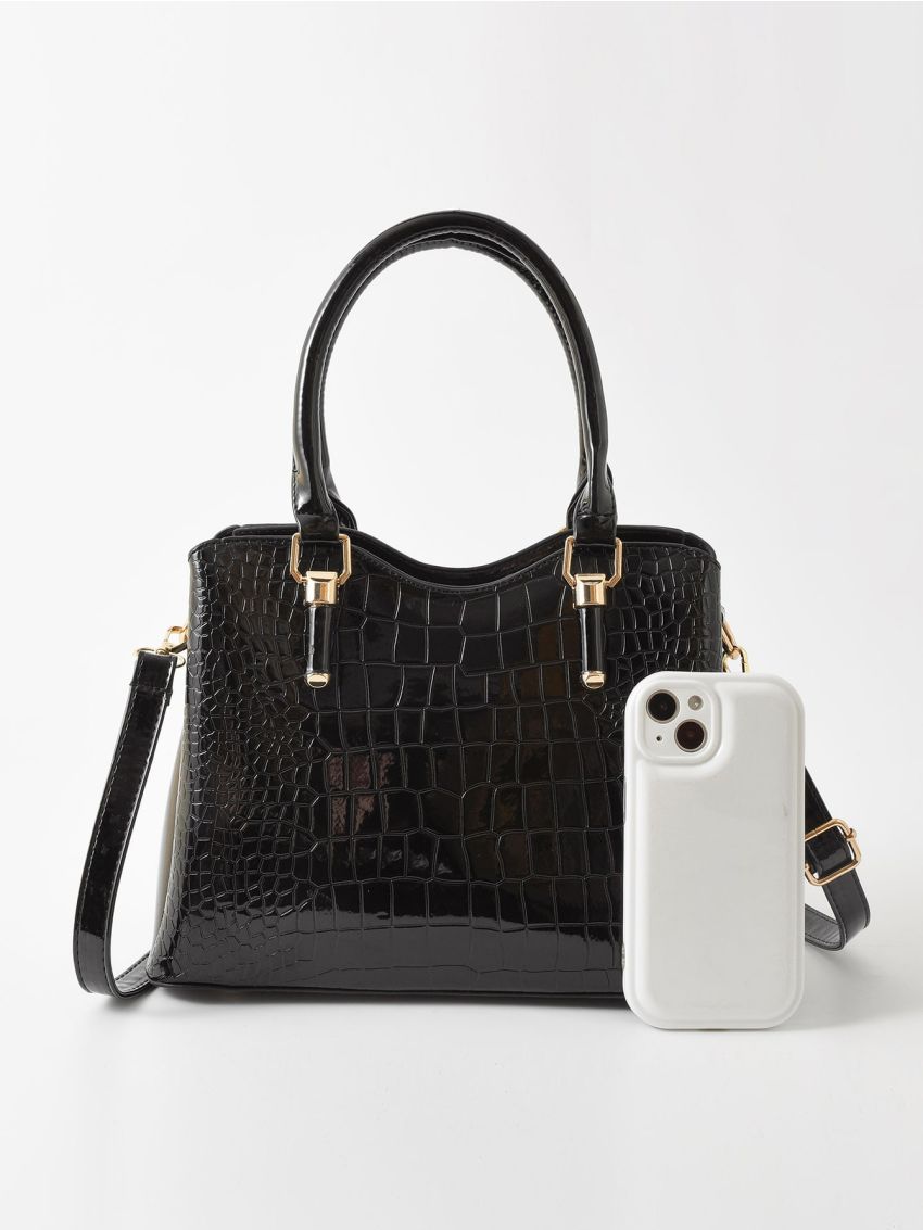 Crocodile Embossed Square Bag Elegant