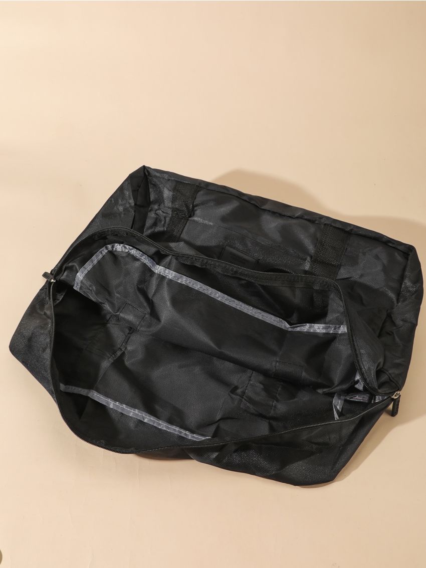 Large Travel Bag Letter Patch Decor Foldable Portable For Traveling