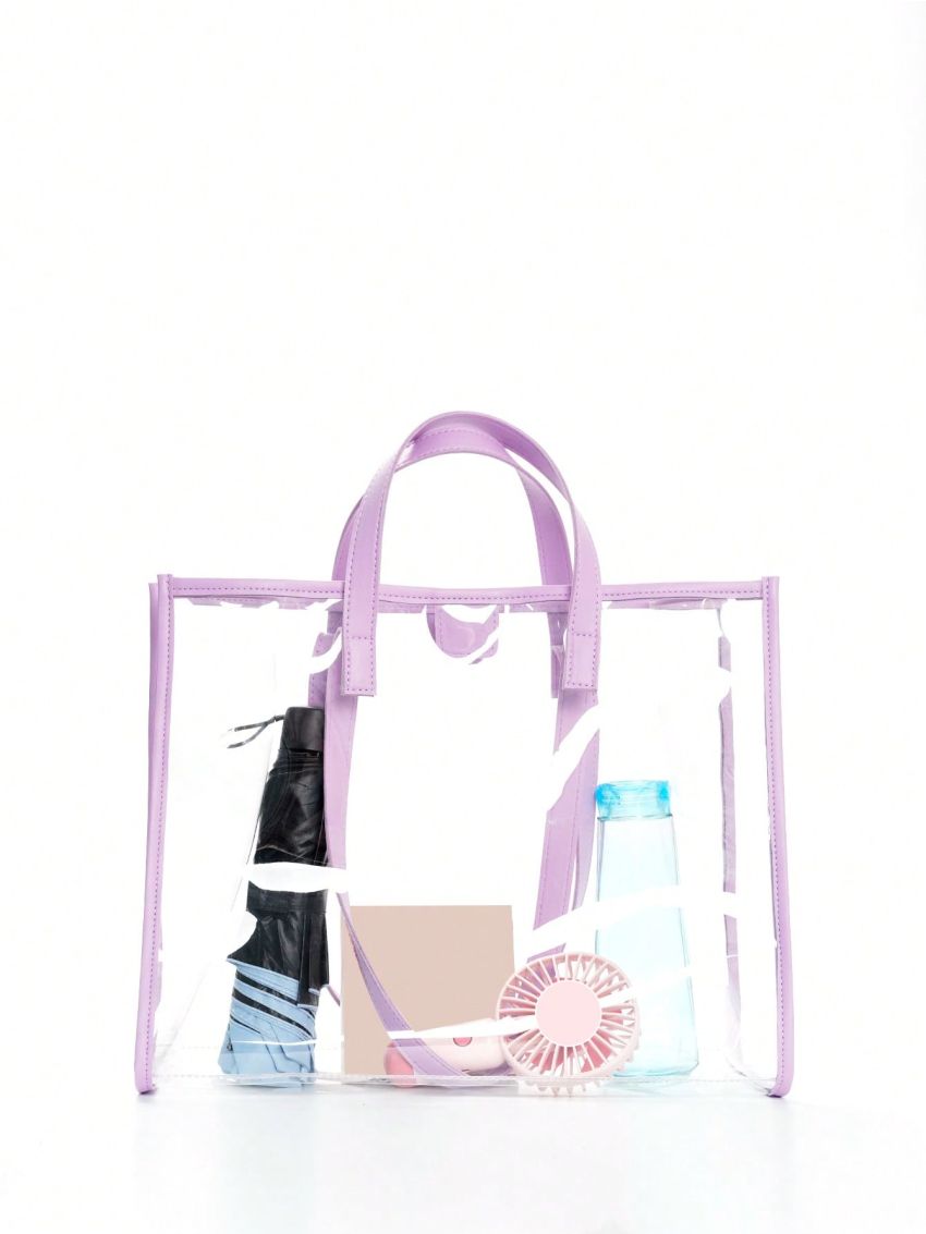 Clear Beach Bag Contrast Binding PVC
