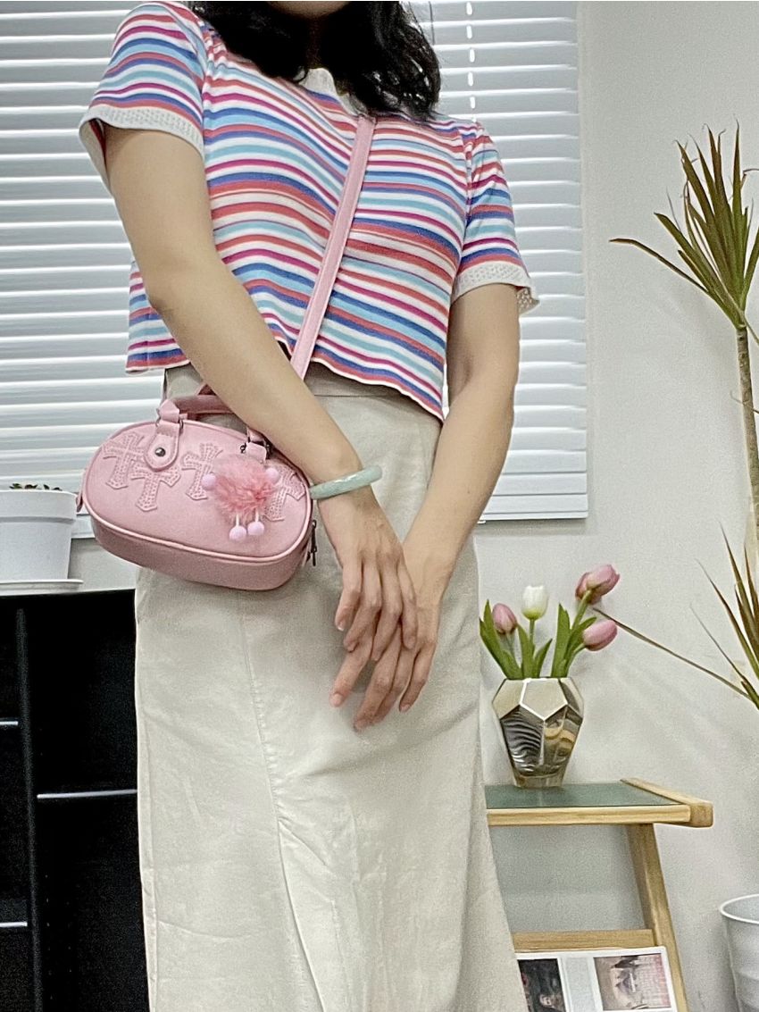 Mini Metallic Dome Bag Silver Funky With Bag Charm