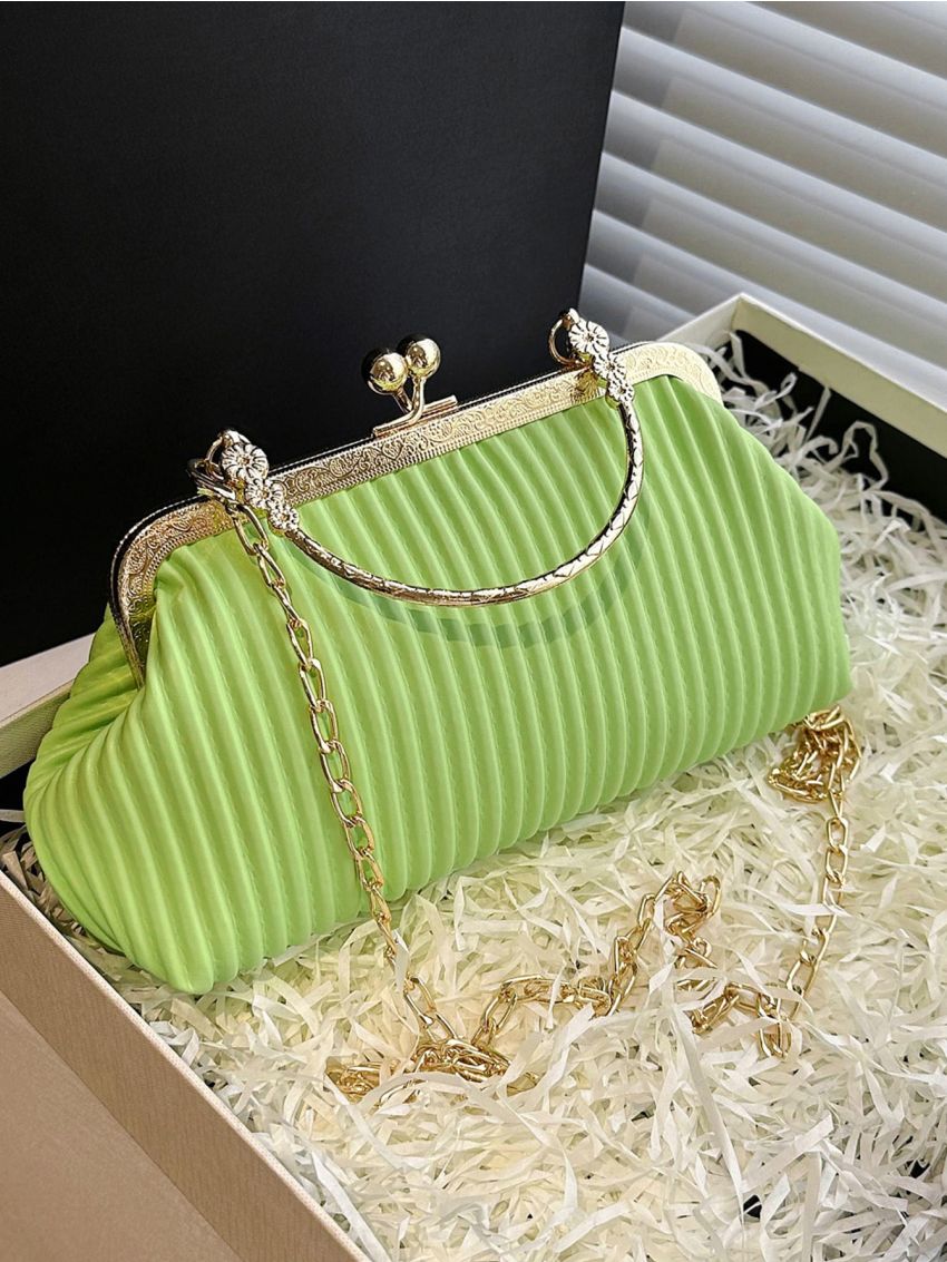 Kiss Lock Satchel Bag Chain PU