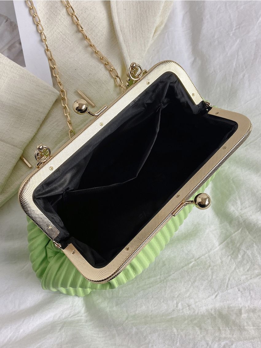 Kiss Lock Satchel Bag Chain PU